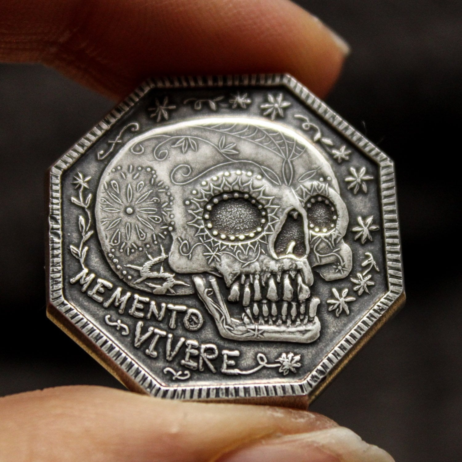 Memento Mori Silver Coin – Memento Vivere Reminder Token