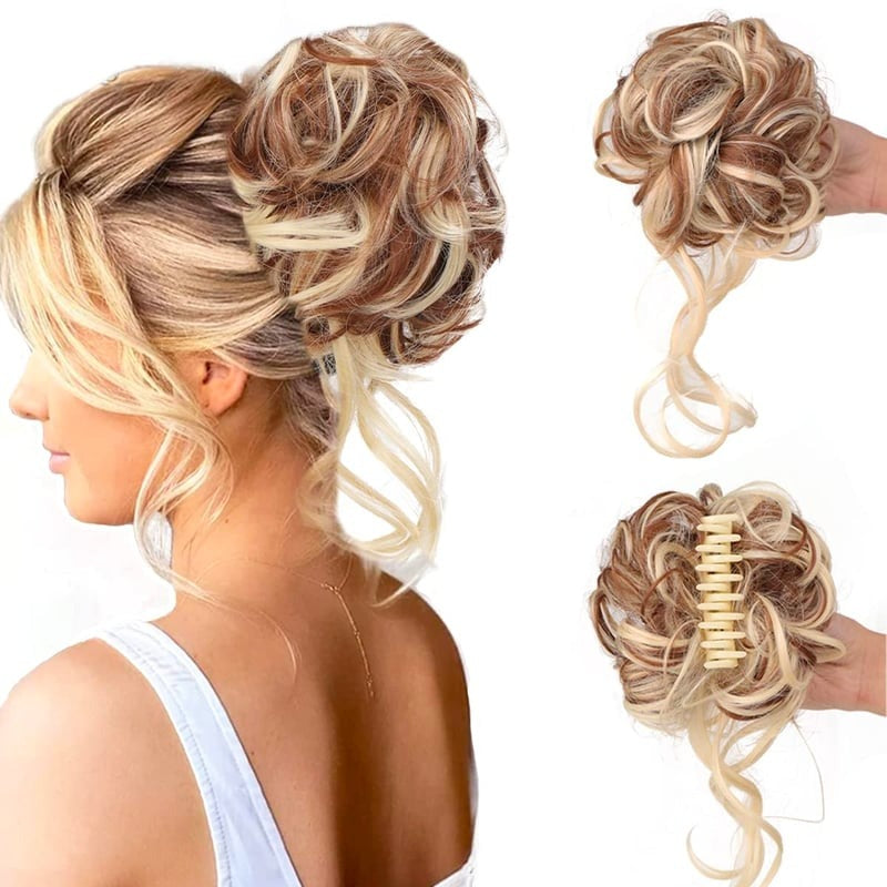 Messy Bun Hair Piece, Wavy Curly Chignon Ponytail Hairpiece For Daily Wear