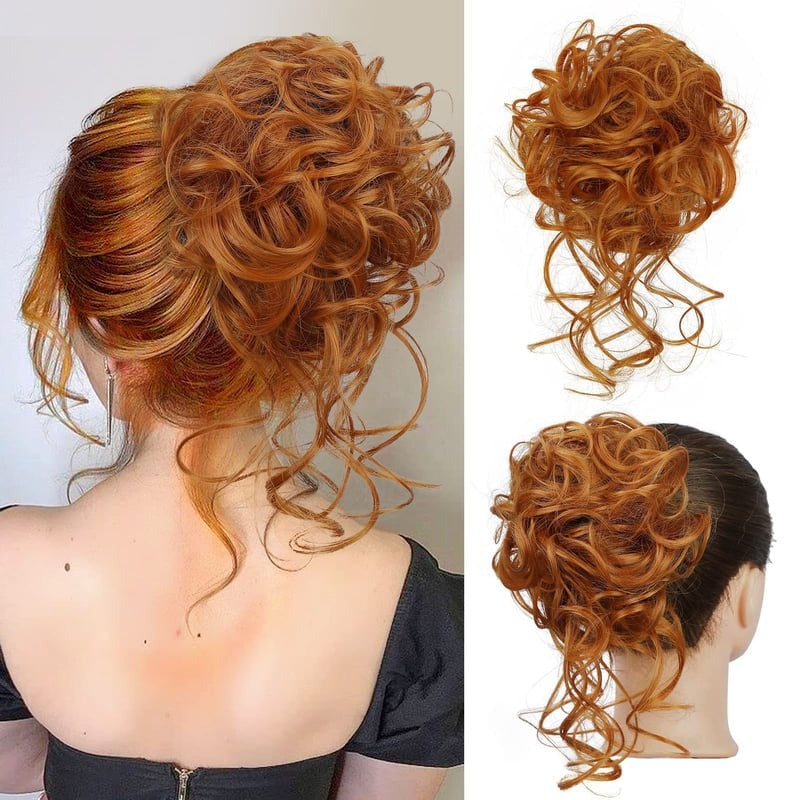 Messy Bun Hair Piece, Wavy Curly Chignon Ponytail Hairpiece For Daily Wear