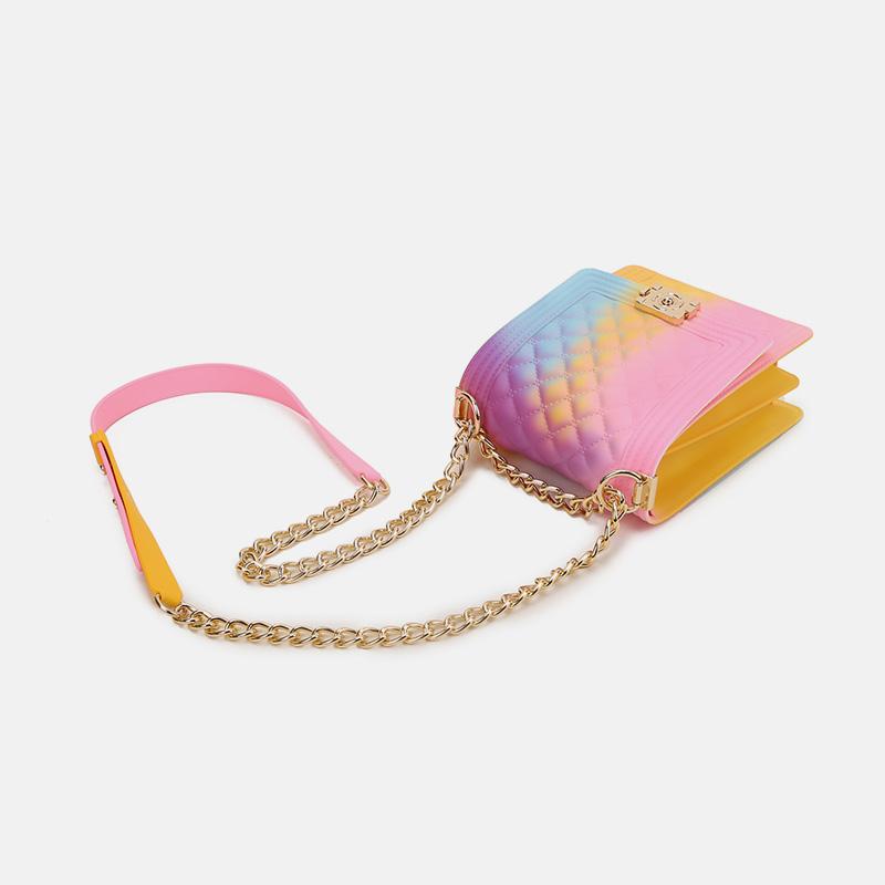 Multi-color Rainbow Jelly Crossbody Handbag