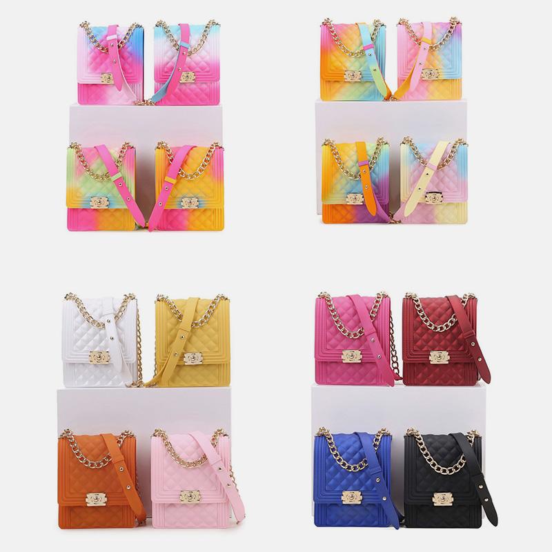 Multi-color Rainbow Jelly Crossbody Handbag