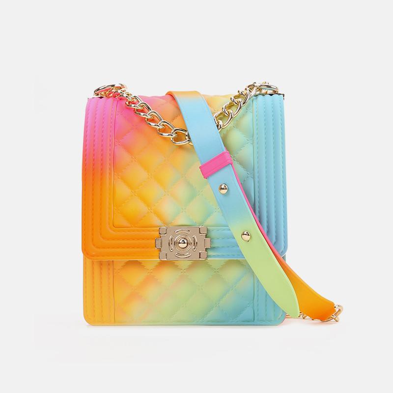 Multi-color Rainbow Jelly Crossbody Handbag