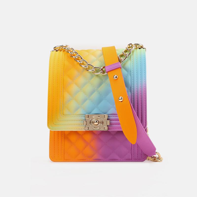 Multi-color Rainbow Jelly Crossbody Handbag