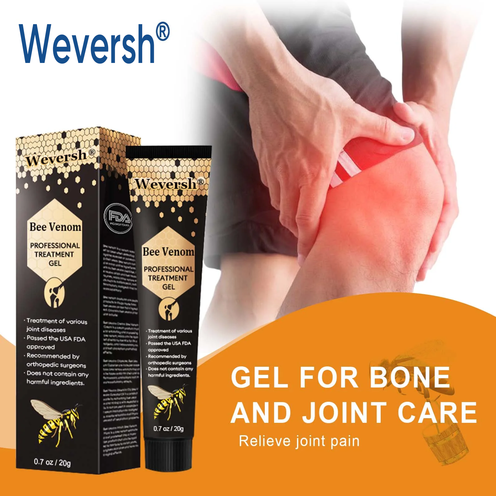 New Zealand Bee Venom Joint Relief Gel (New Zealand Bee Extract - Specializes in the treatment of orthopedic conditions and arthritic pain)