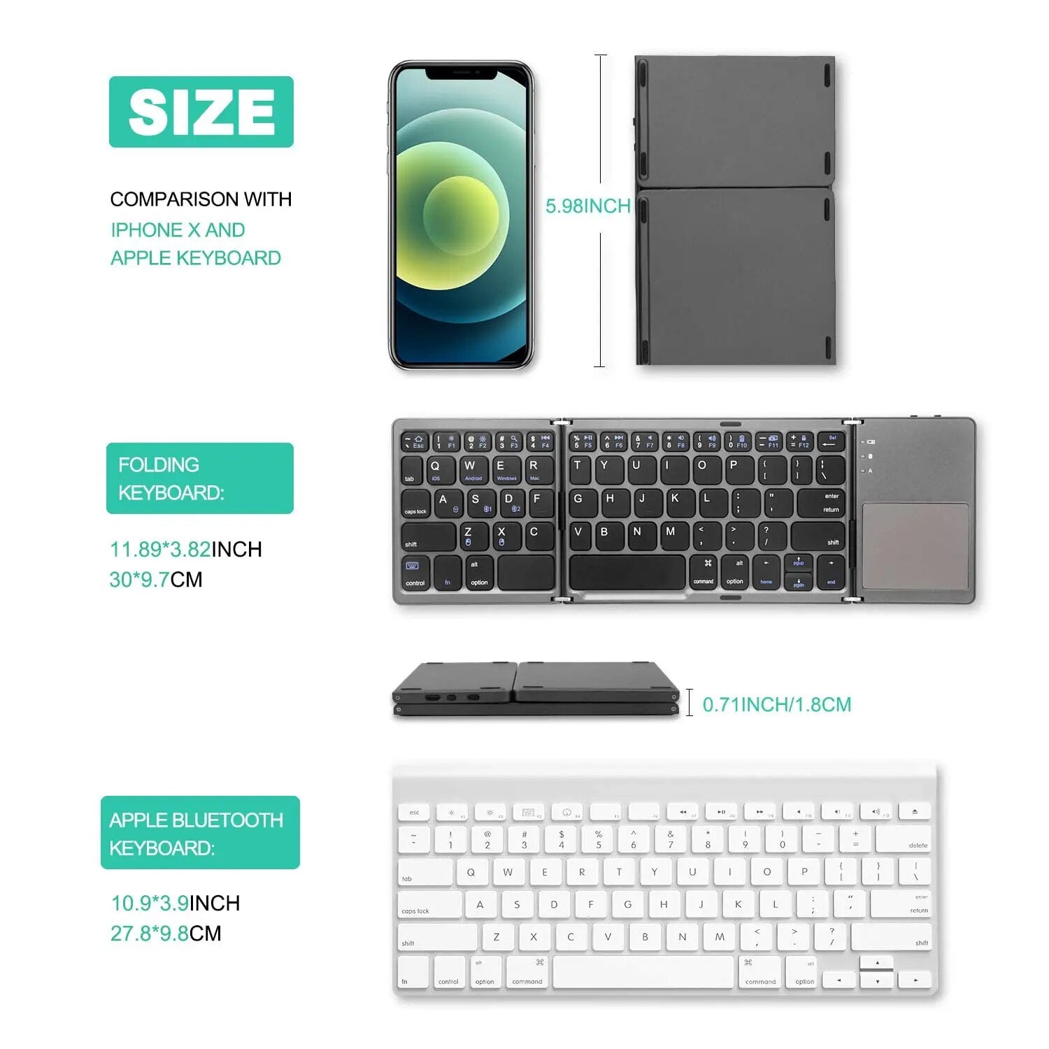 PocketBoard - Bluetooth Wireless Folding Keyboard