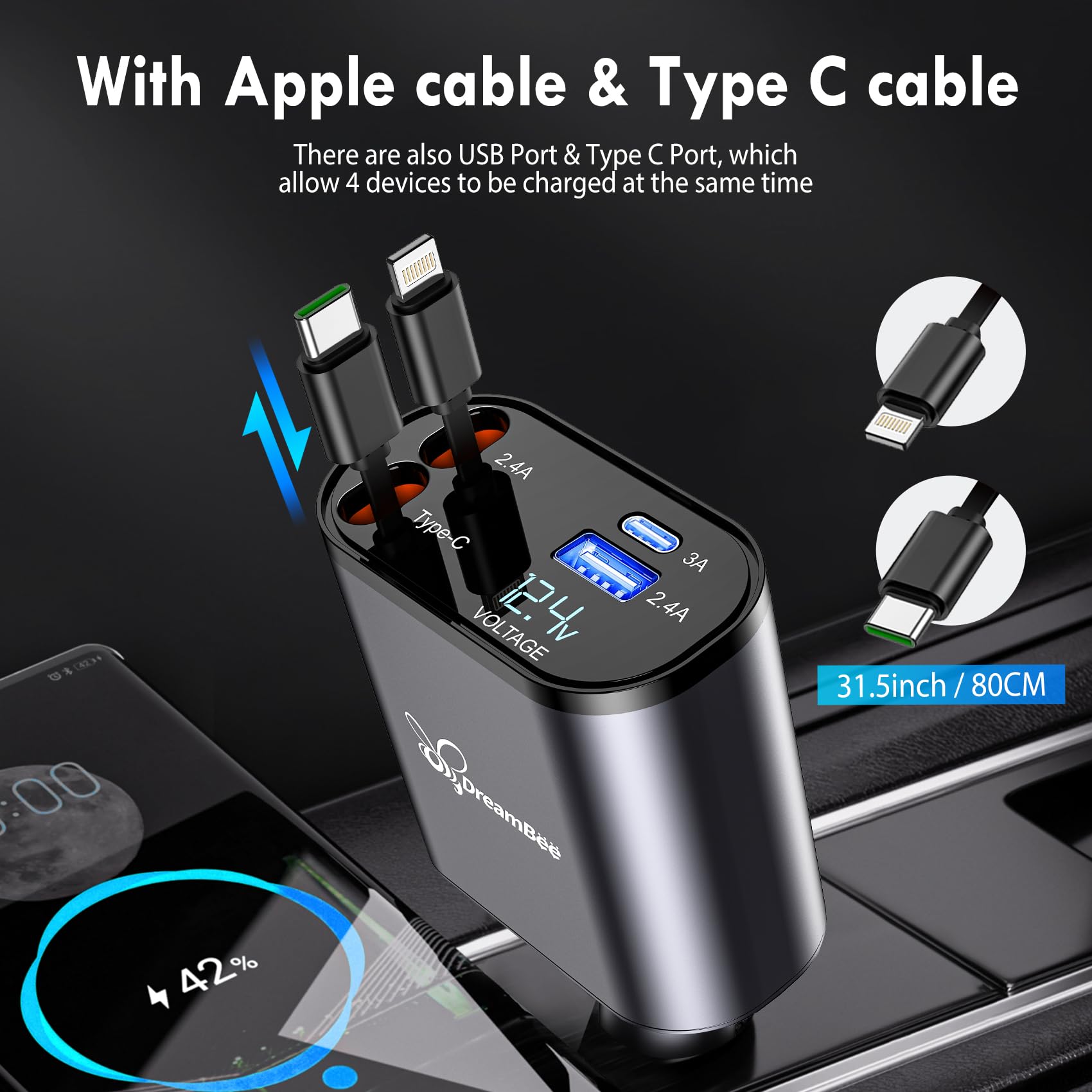 Retractable Fast Car Charger