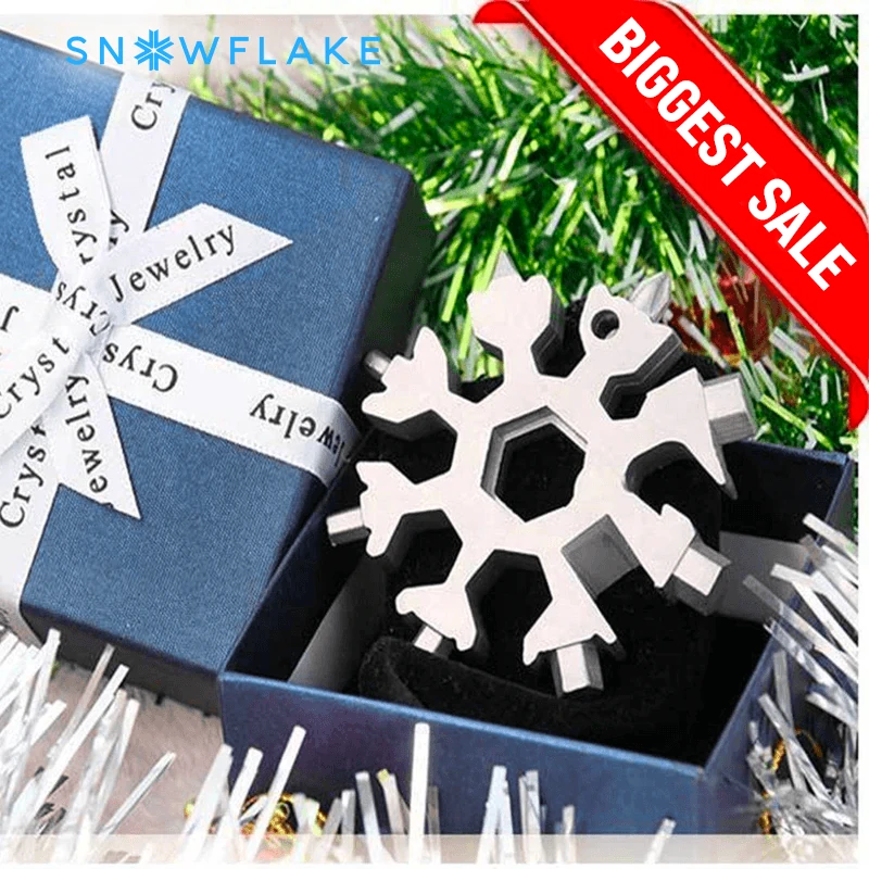 JollySnow - Snowflake - MultiTool 18-in-1 Stainless Steel Portable for Outdoor Adventure