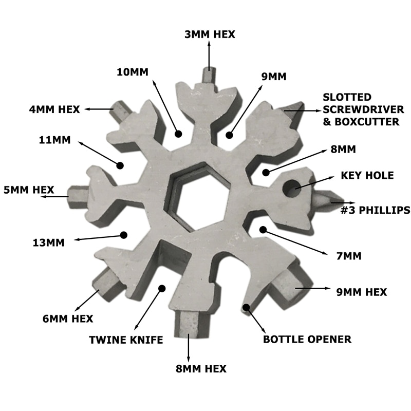 Snowflake – MultiTool 18-in-1 Stainless Steel Portable for Outdoor Adventure