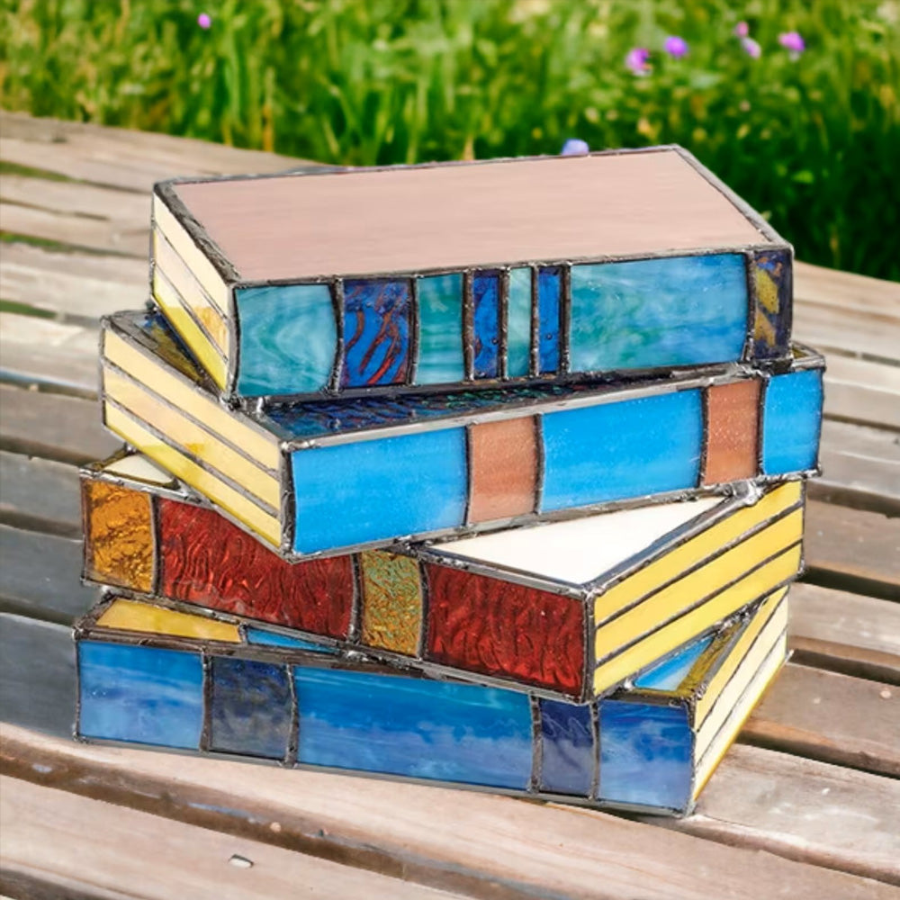 Stained Glass Stacked Books Lamp