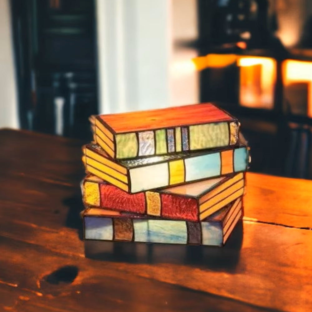 Stained Glass Stacked Books Lamp