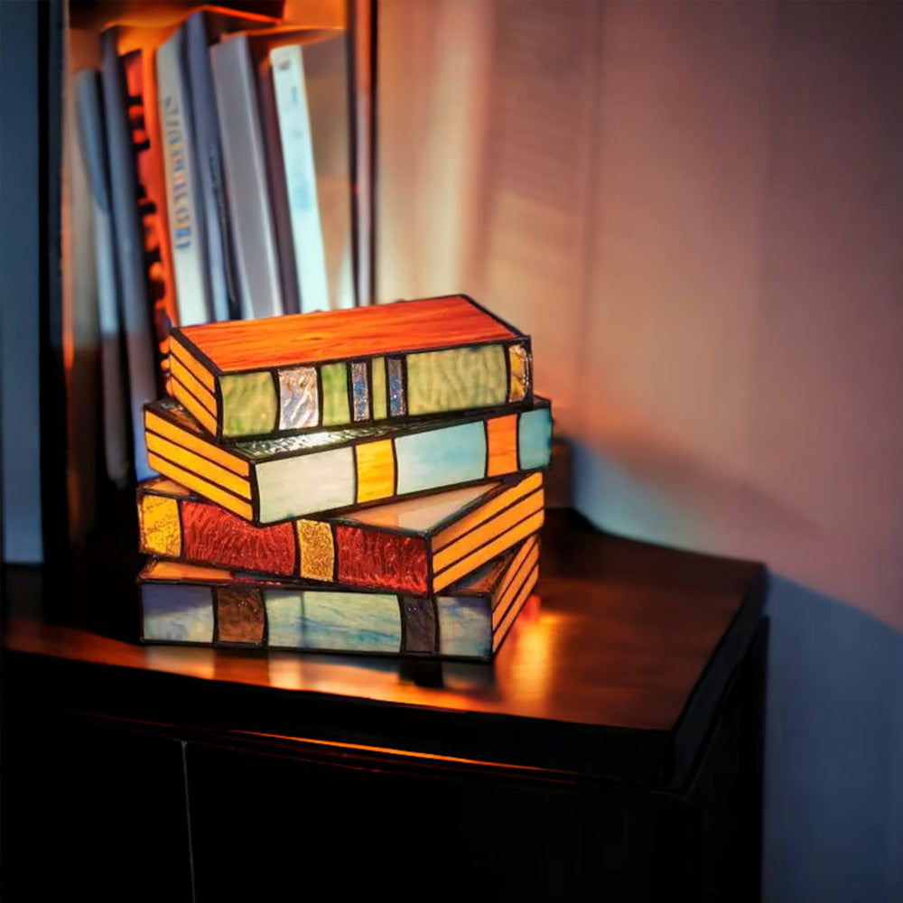 Stained Glass Stacked Books Lamp