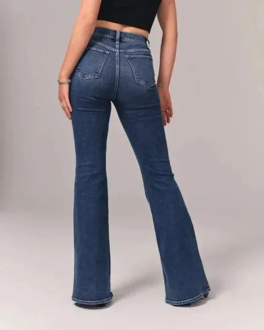 Stretched flared jeans high waist