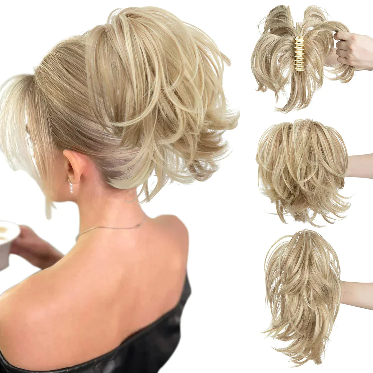 Synthetic Claw Clip In Ponytail Hair Extensions Diy Hairpiece Hair Bun