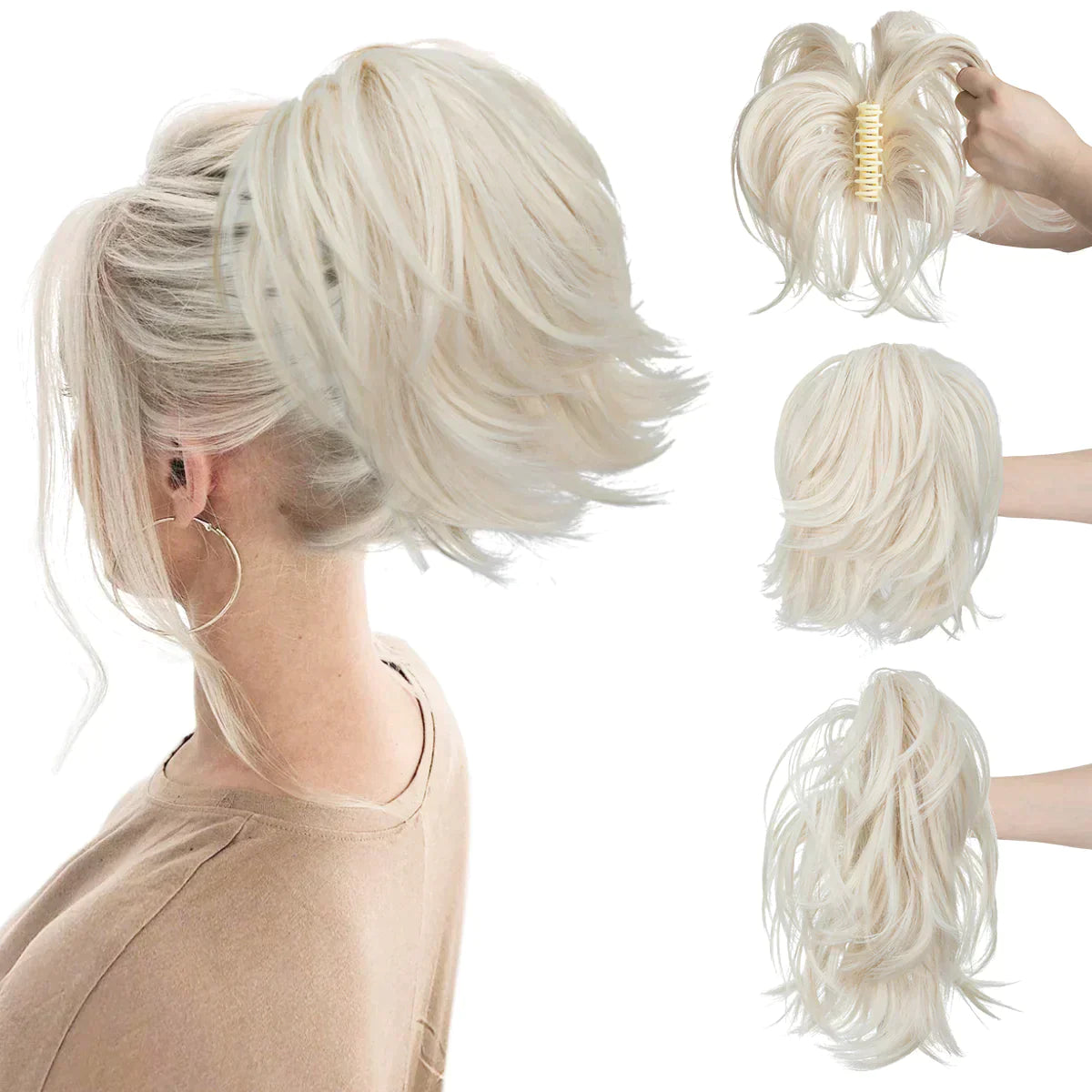 Synthetic Claw Clip In Ponytail Hair Extensions Diy Hairpiece Hair Bun