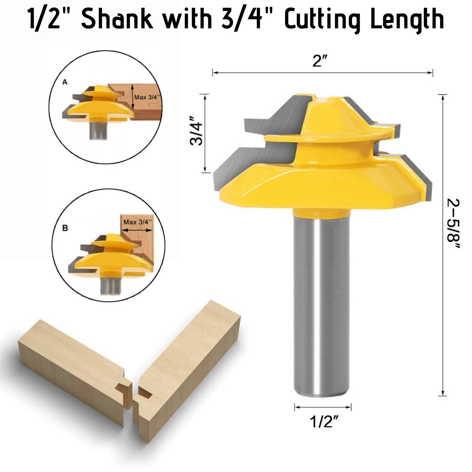 TimberLock 45° Lock Miter Router Bit - 1/2" Shank