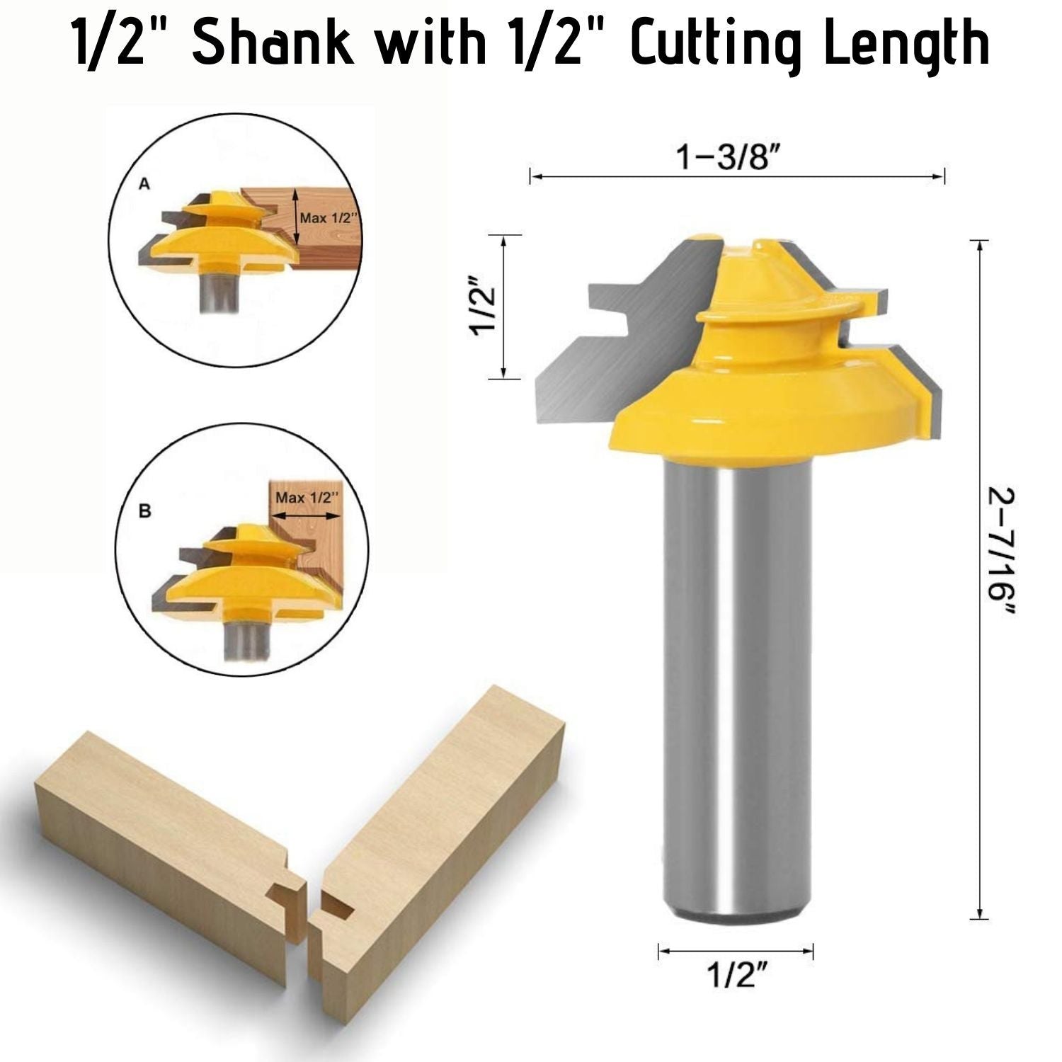 TimberLock 45° Lock Miter Router Bit - 1/2" Shank