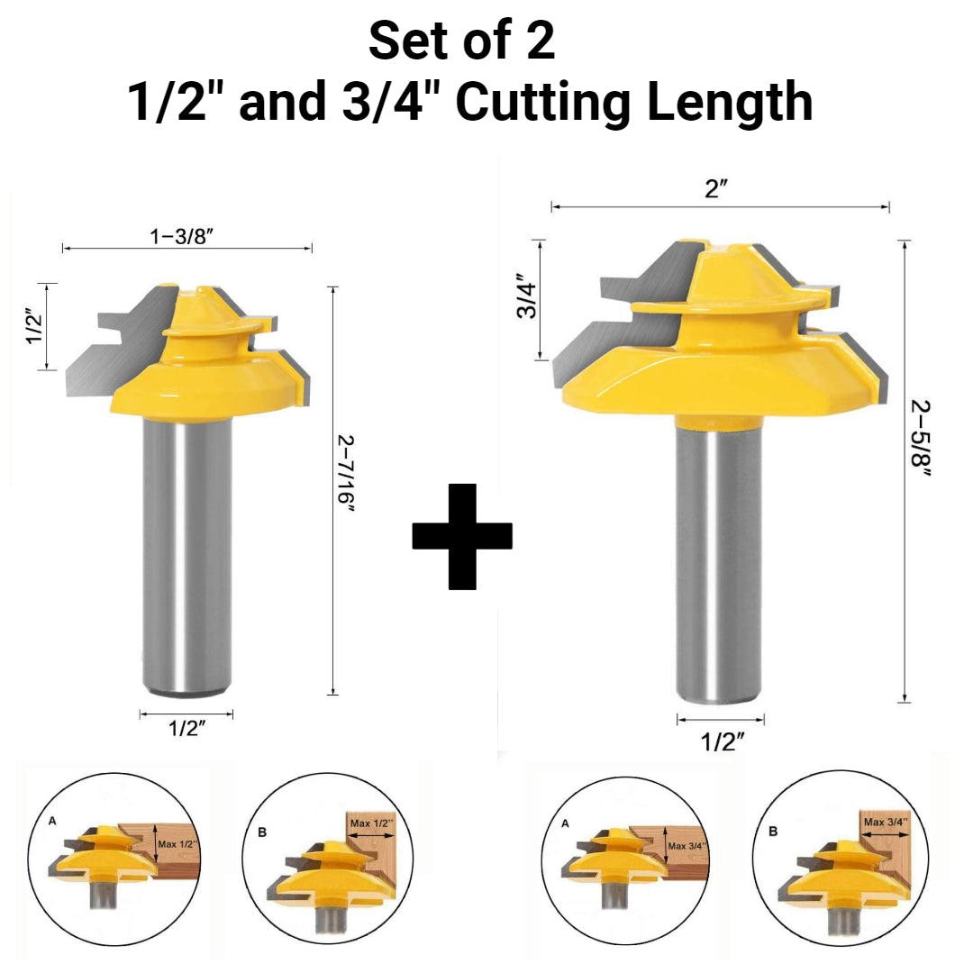 TimberLock 45° Lock Miter Router Bit - 1/2" Shank