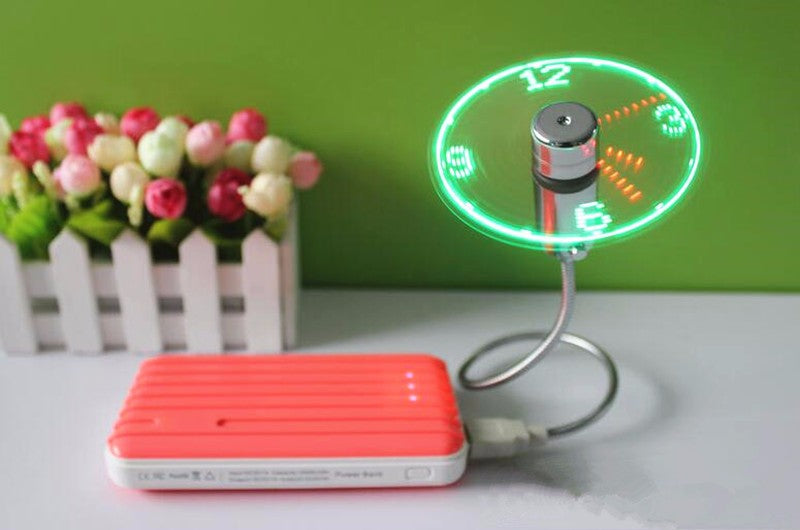 USB Fan Adjustable Light Time Clock