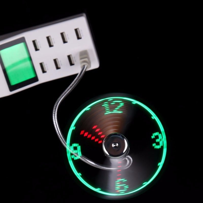 USB Fan Adjustable Light Time Clock