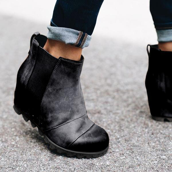 Women Slip On Wedge Boots