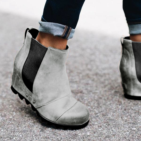 Women Slip On Wedge Boots