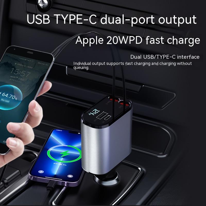 100W Turbo Car Charger with USB and TYPE-C â€“ Lightning Fast Charging