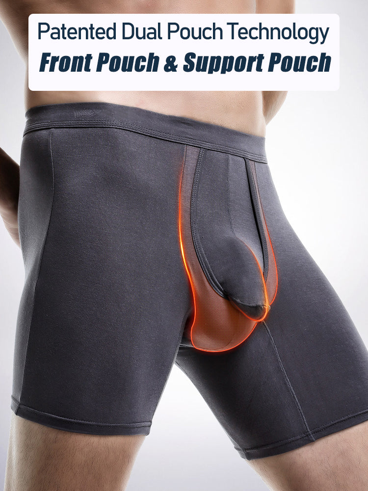 2 Pack Long Boxer Briefs with Separate Pouch