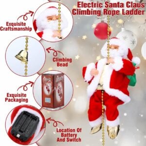 (2023 BEST GIFT TO FAMILY) Electric Chimney Climbing Santa Claus Musical Toys