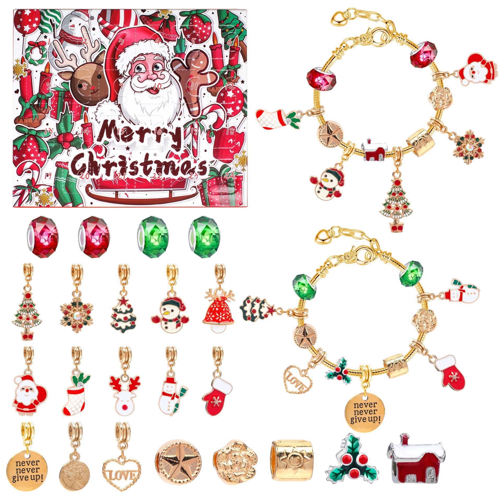 78% OFF NOW – 24 Pcs DIY Christmas Advent Calendar Bracelets Set