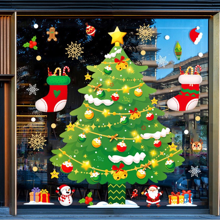 Christmas Window Clings Double-Sided Re-appliable Decoration