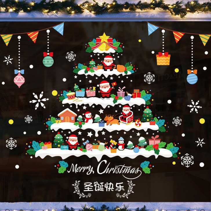 Christmas Window Clings Double-Sided Re-appliable Decoration