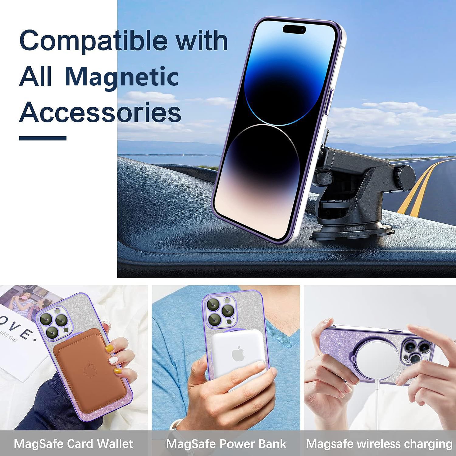 Electroplated Magnetic Glitter iPhone Case with Invisible Stand