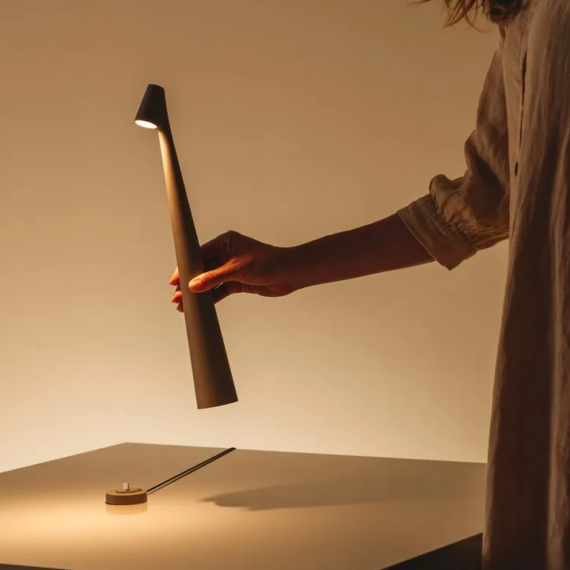 Elegant Slim Conical Stem Table Lamp - Portable & Dimmable LED Sculpting Light