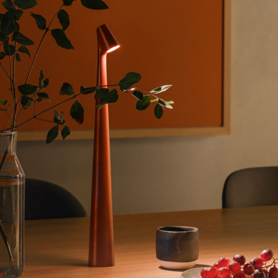 Elegant Slim Conical Stem Table Lamp - Portable & Dimmable LED Sculpting Light