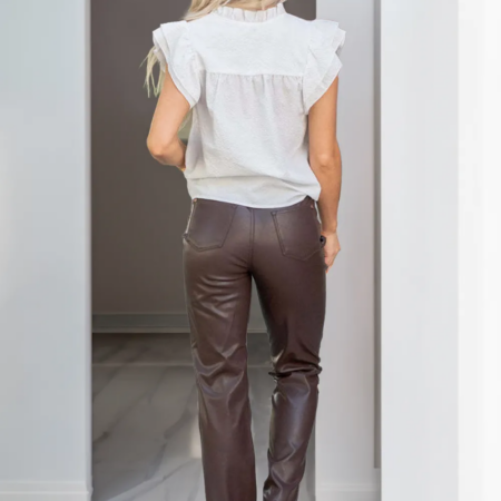 Faux Leather High Rise Straight Pants