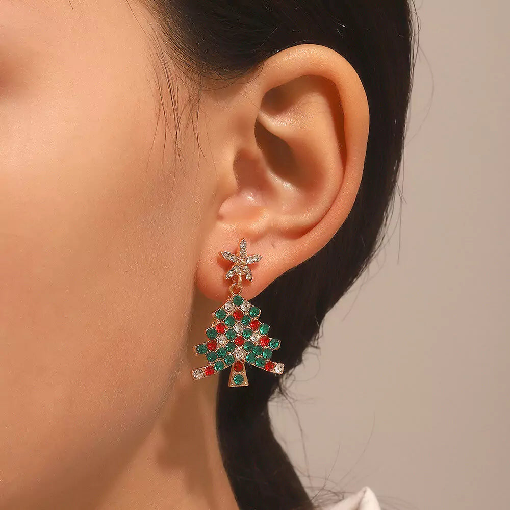 FEELIVE Christmas Sale - Sparkling Christmas Tree Zircon Drop Earrings