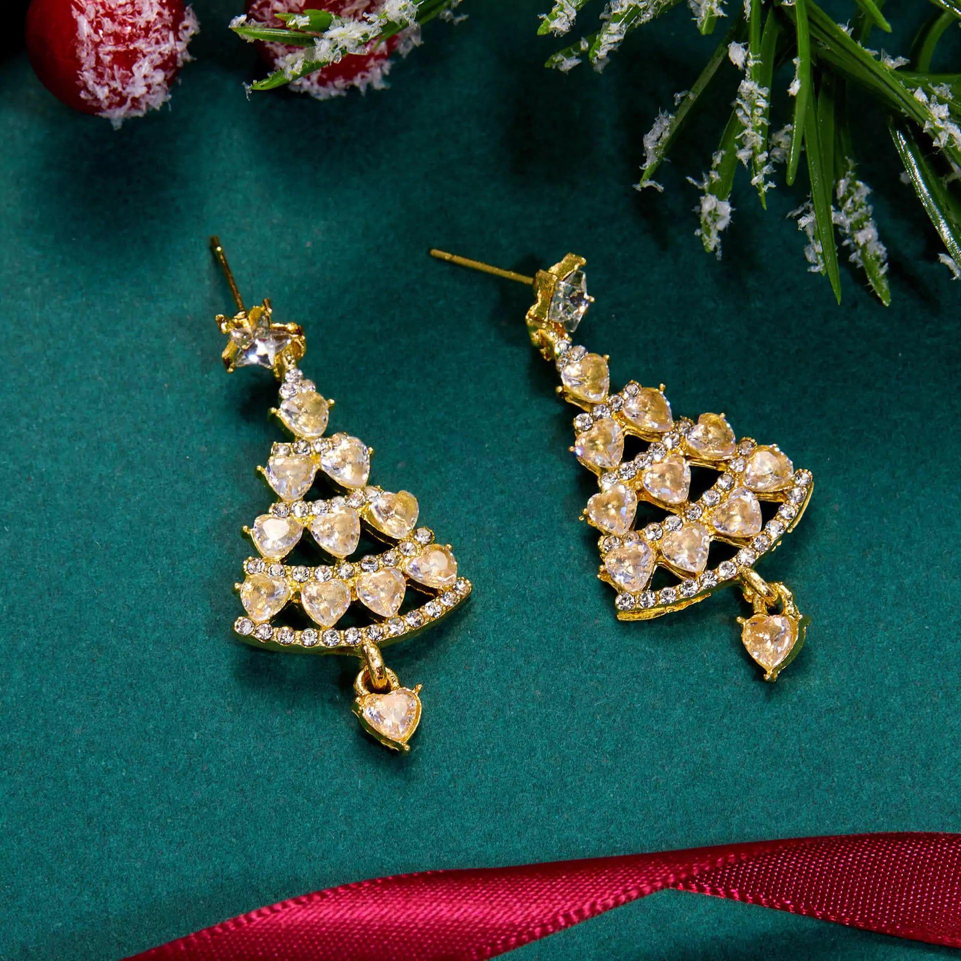 FEELIVE Christmas Sale - Sparkling Christmas Tree Zircon Drop Earrings