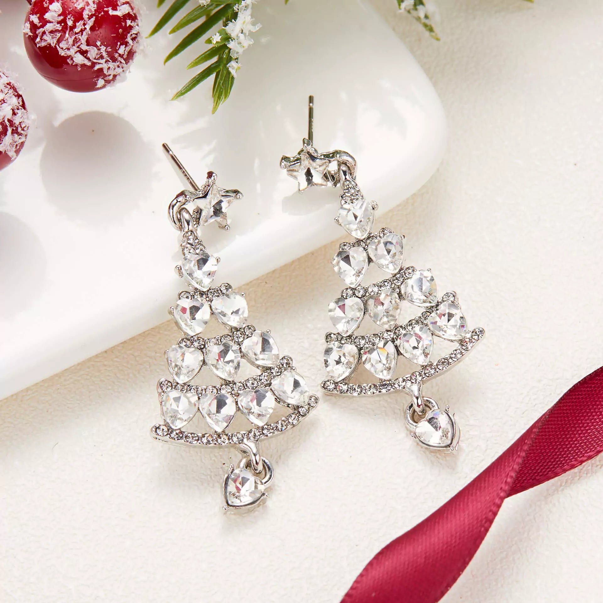 FEELIVE Christmas Sale - Sparkling Christmas Tree Zircon Drop Earrings