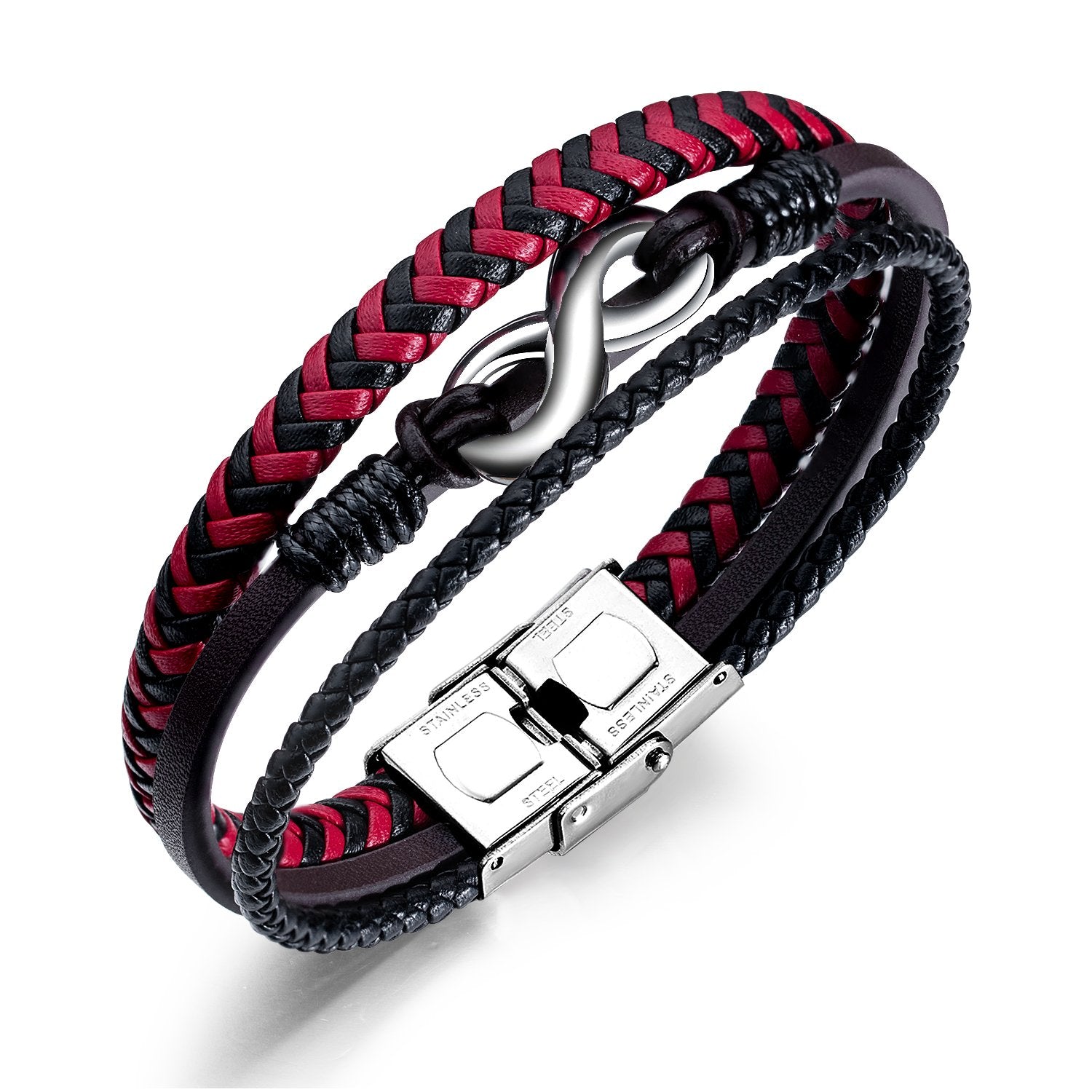 High-quality Leather Handmade Personalise  infinity figure 8 bracelet titanium steel bracelet-Limited Edition