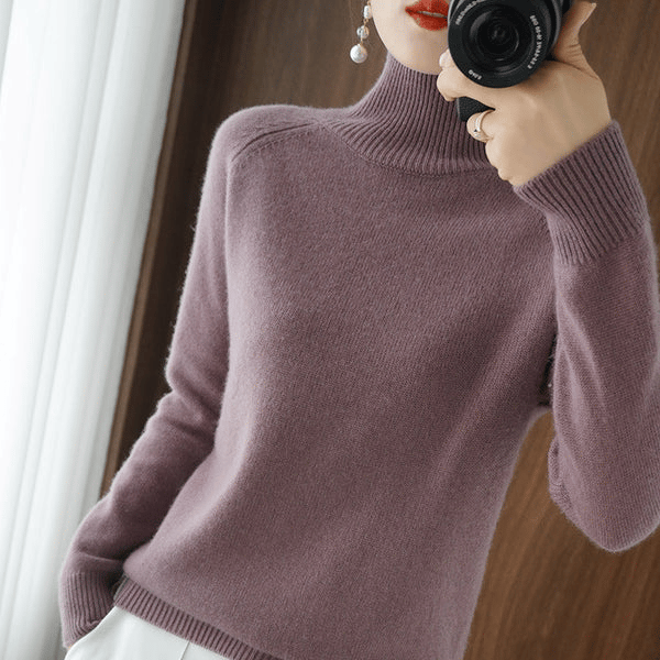 Hot Sale 49% Off - Women's Solid Turtleneck Knit Sweater