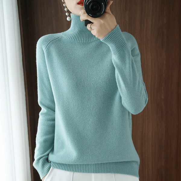 Hot Sale 49% Off - Women's Solid Turtleneck Knit Sweater