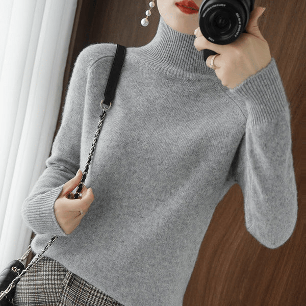 Hot Sale 49% Off - Women's Solid Turtleneck Knit Sweater