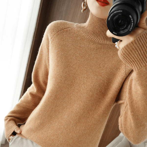 Hot Sale 49% Off - Women's Solid Turtleneck Knit Sweater