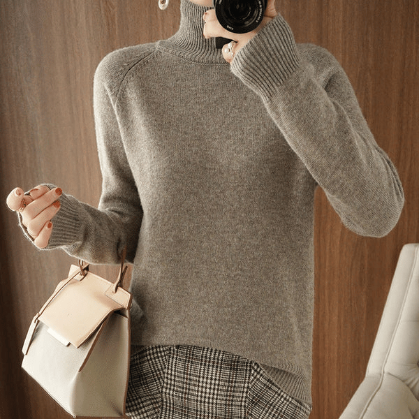 Hot Sale 49% Off - Women's Solid Turtleneck Knit Sweater