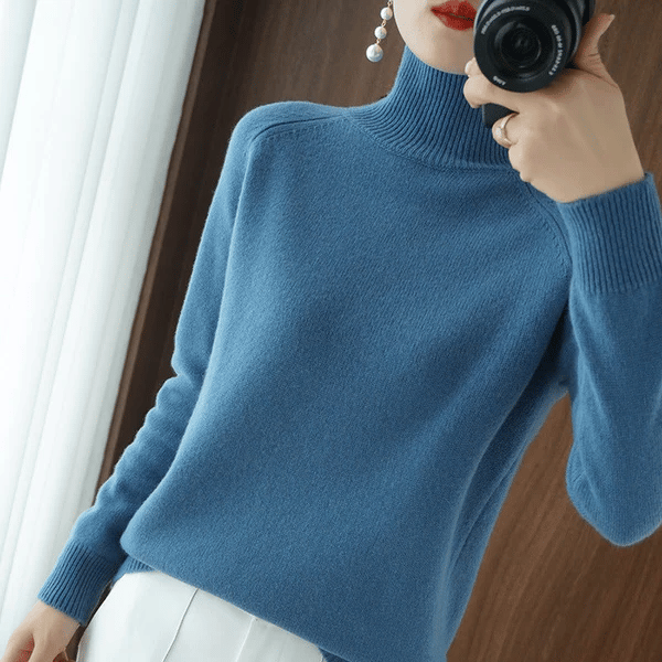 Hot Sale 49% Off - Women's Solid Turtleneck Knit Sweater