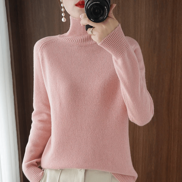 Hot Sale 49% Off - Women's Solid Turtleneck Knit Sweater