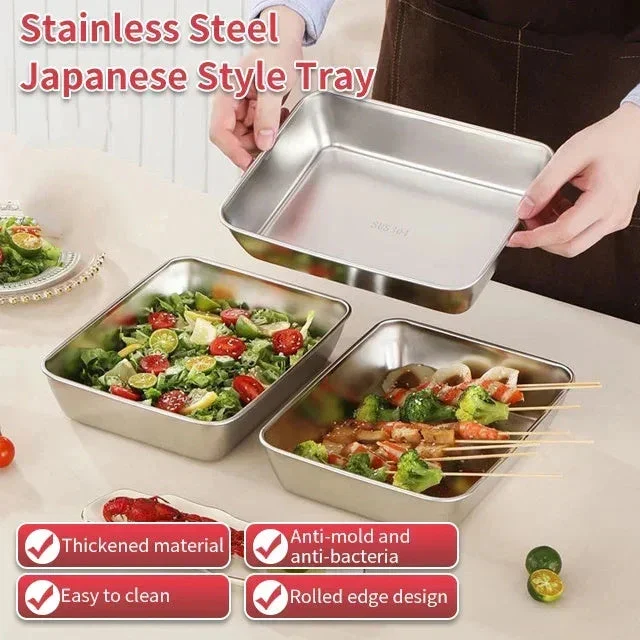 LAST DAY 49% OFF-Stainless Steel Square Plate (With Lid)