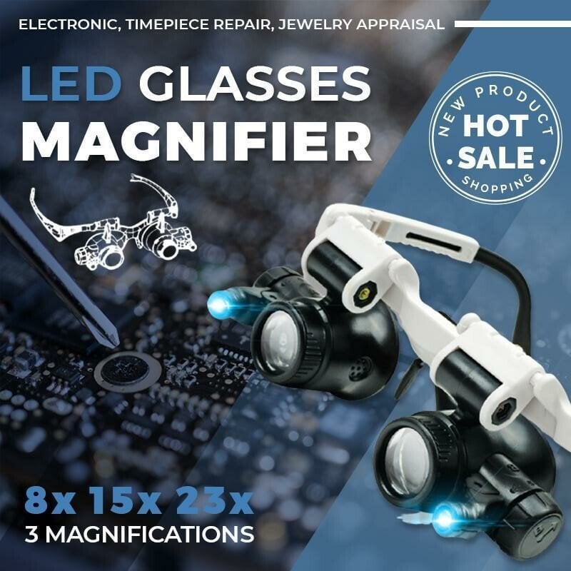 LED Glasses Magnifier 8x 15x 23x(Hot sale -48% OFF)