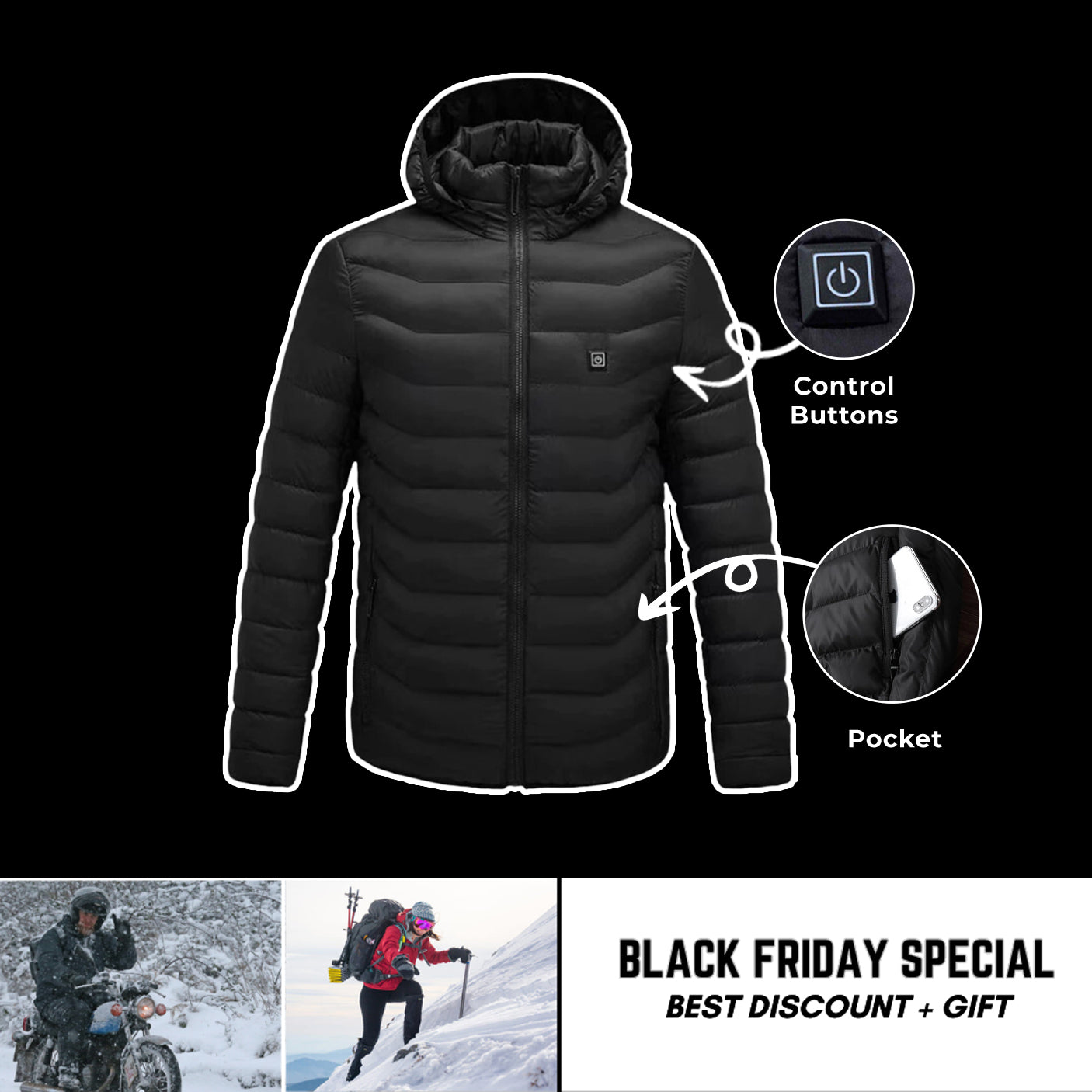 Loft Multi-level Heated Jacket - Black Friday Sale