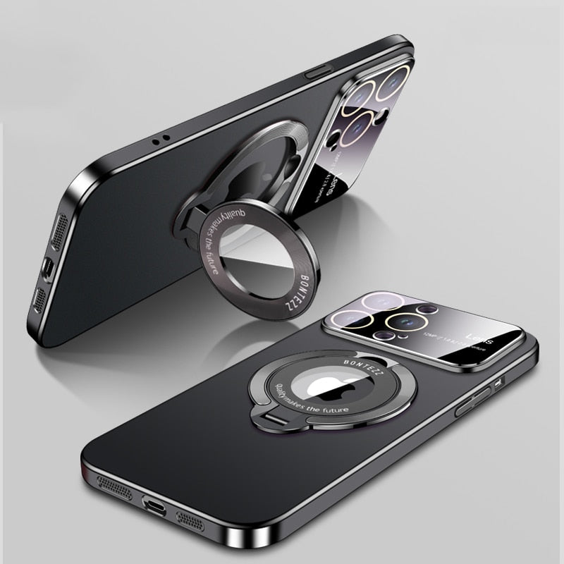 Luxury Matte Ring Holder Phone Case For IPhone 15-14-13 Magsafe Magnetic Wireless Charge Protector Cover